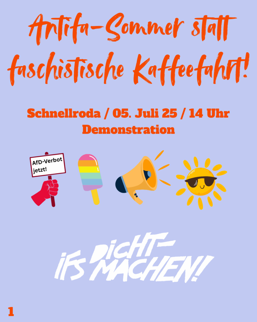 Schnellroda, 5.7.2025, 14 Uhr, Antifa-Sommer statt faschistische Kaffeefahrt
